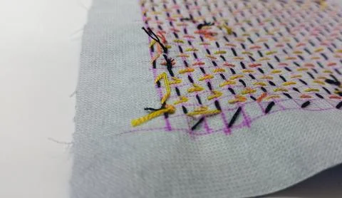 Decorative sashiko stitching reverse side Stock Photos