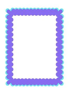 Decorative scallop edge rectangle frame vector illustration with rounded co.. Stock Illustration