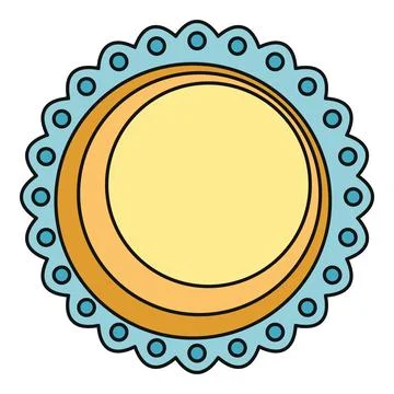 Decorative scalloped border circle label template イラスト素材