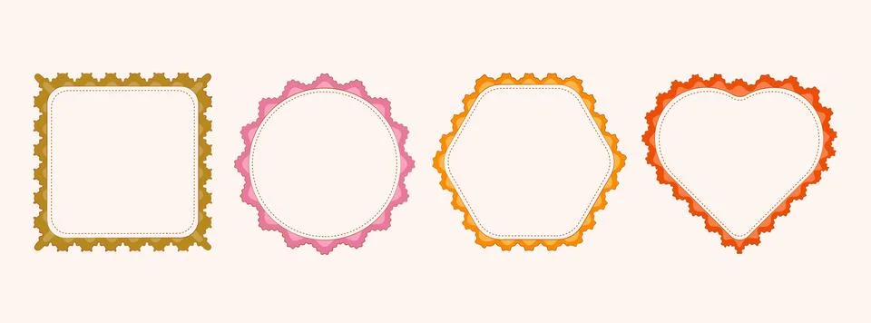Decorative scalloped frames set Stock Illustration