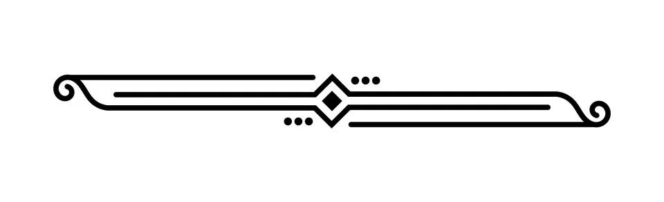 Decorative scroll divider, Elegant line separator, Ornate graphic design elem Stock Illustration