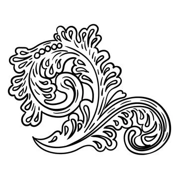 Decorative scroll leaf hand drawing design element vector illustration Illustrazione stock