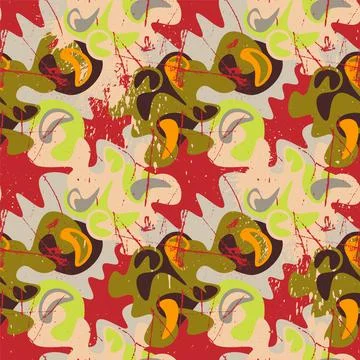 Decorative seamless abstract pattern with chaotic shapes and grunge spots Stock-Illustration