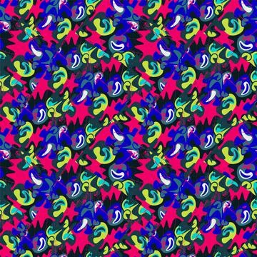 Decorative seamless abstract pattern with chaotic shapes and grunge spots Stock-Illustration