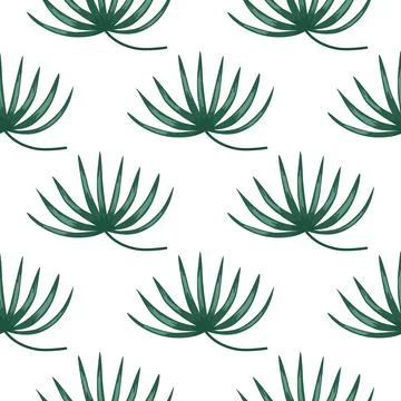 Decorative seamless doodle pattern with abstract green tropic bush ornament.  Stock Illustration