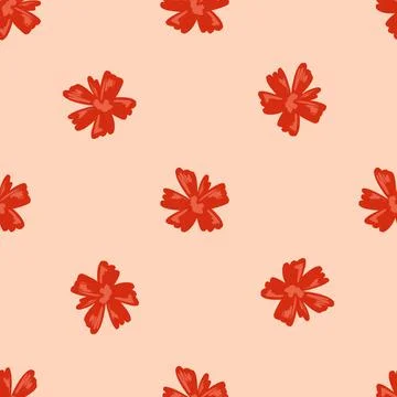 Decorative seamless doodle pattern with red colored flower buds shapes. Paste Stock Illustration