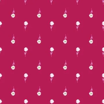 Decorative seamless floral pattern with botanic simple chrysanthemum white co Stock Illustration