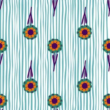 Decorative seamless floral pattern with botanic simple folk flowers shapes. W Illustrazione stock