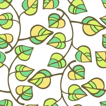 Decorative seamless green spring pattern Stock Illustration