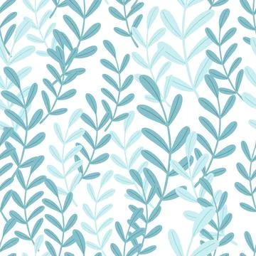 Decorative seamless isolated pattern with random blue simple style herbal twi Illustrazione stock