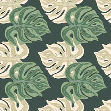 Decorative seamless pattern with abstract style monstera leaf shapes print. D Stock Illustration