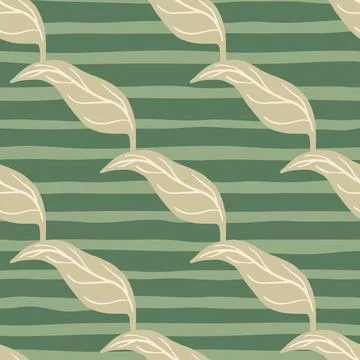 Decorative seamless pattern with beige diagonal mandarin leaf elements print. 스톡 일러스트