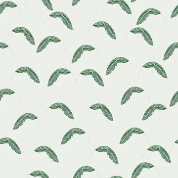 Decorative seamless pattern with blue random small banana leaf shapes. Light  Stock Illustration