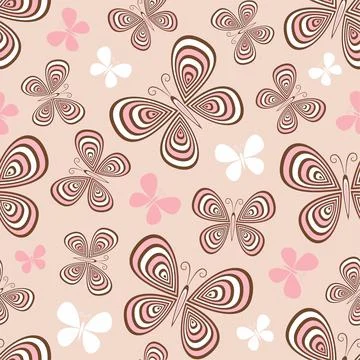 Decorative seamless pattern with butterflies. Stock Illustration