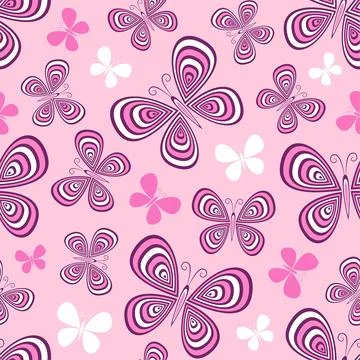 Decorative seamless pattern with butterflies. Stock Illustration