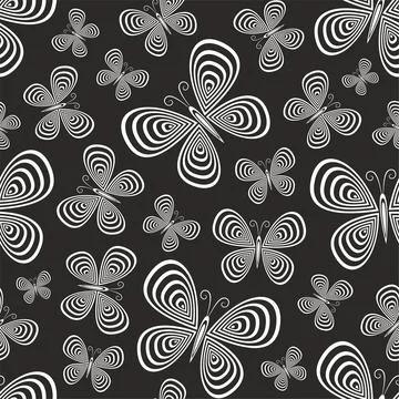 Decorative seamless pattern with butterflies. Illustrazione stock