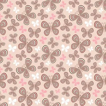 Decorative seamless pattern with butterflies. Stock Illustration