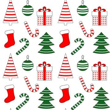 Decorative seamless pattern with Christmas tree shape and decorations vecto.. イラスト素材