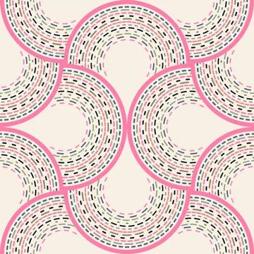 Decorative seamless pattern with concentric arches and dotted details in soft Иллюстрация