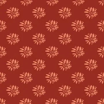 Decorative seamless pattern with doodle hand drawn leaf bouquet print. Maroon Stock Illustration