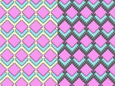 Decorative seamless pattern. Doodle, hand drawn zigzag ornamental line, black Stock Illustration