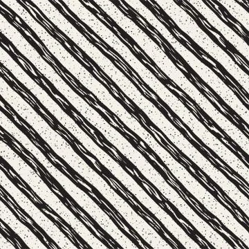 Decorative seamless pattern with doodle lines. Hand painted grungy wavy str.. Stock Illustration