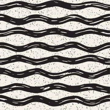 Decorative seamless pattern with doodle lines. Hand painted grungy wavy str.. 스톡 일러스트