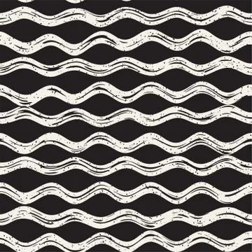 Decorative seamless pattern with doodle lines. Hand painted grungy wavy str.. Stock Illustration