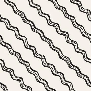 Decorative seamless pattern with doodle lines. Hand painted grungy wavy strip 스톡 일러스트