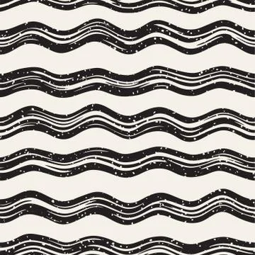 Decorative seamless pattern with doodle lines. Hand painted grungy wavy strip 스톡 일러스트