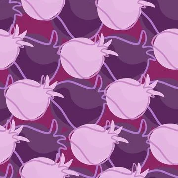 Decorative seamless pattern with doodle pomegranate elements. Contoured shape Stock Illustration