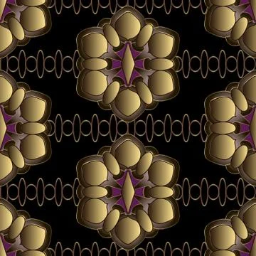 Decorative seamless pattern with gold elements Ilustración de archivo