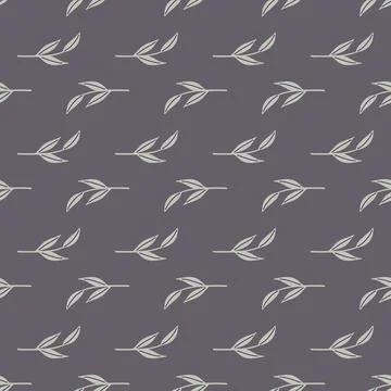 Decorative seamless pattern with grey doodle scandi leaf brnaches shapes. Dar Stockillustratie