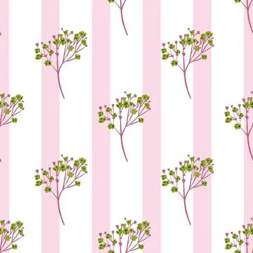 Decorative seamless pattern with hand drawn gypsophila flower elements. Pink  Illustrazione stock