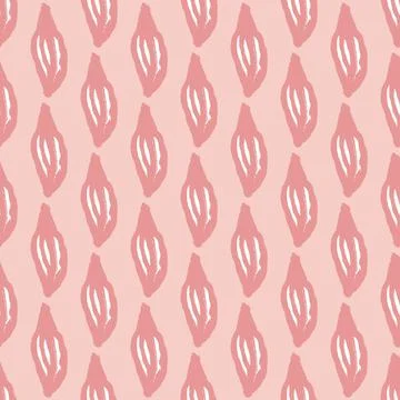 Decorative seamless pattern with hand drawn leaf silhouettes print. Pink back Stock Illustration