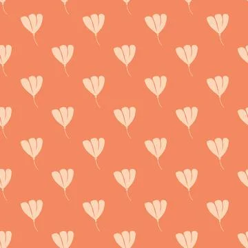 Decorative seamless pattern with hand drawn cosmos flowers shapes. Pink paste Stock Illustration