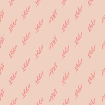Decorative seamless pattern with hand drawn little leaf branches print. Paste Stock Illustration