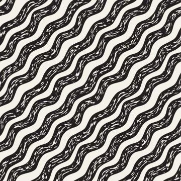 Decorative seamless pattern with handdrawn doodle lines. Hand painted wavy .. Stock Illustration