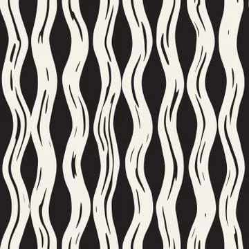 Decorative seamless pattern with handdrawn doodle lines. Hand painted wavy .. Stock Illustration