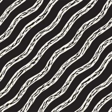 Decorative seamless pattern with handdrawn doodle lines. Hand painted wavy .. 스톡 일러스트