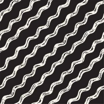 Decorative seamless pattern with handdrawn doodle lines. Hand painted grung.. Stock Illustration