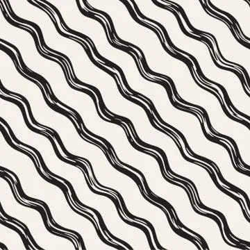 Decorative seamless pattern with handdrawn doodle lines. Hand painted grungy  Stock Illustration