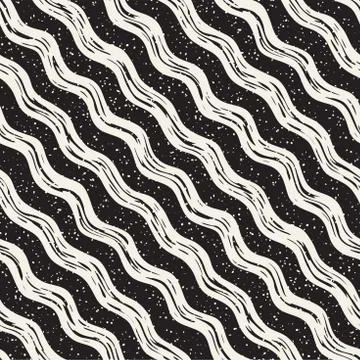 Decorative seamless pattern with handdrawn doodle lines. Hand painted grungy  Stock Illustration