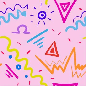 Decorative seamless pattern with handdrawn shapes. Stock Illustration