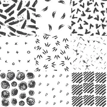 Decorative seamless pattern with handdrawn shapes. Hand painted grungy black ink Stock Illustration