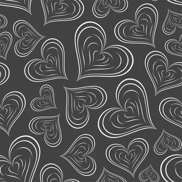 Decorative seamless pattern with hearts. Illustrazione stock