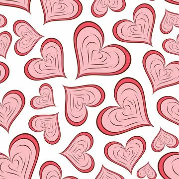 Decorative seamless pattern with hearts. Stock Illustration
