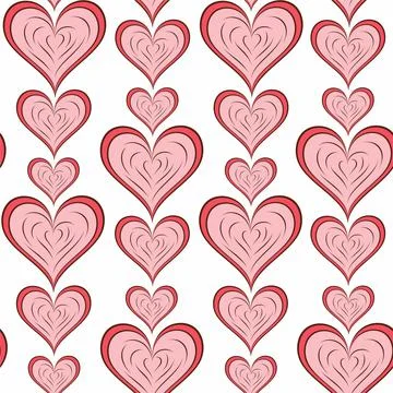 Decorative seamless pattern with hearts. Stock Illustration
