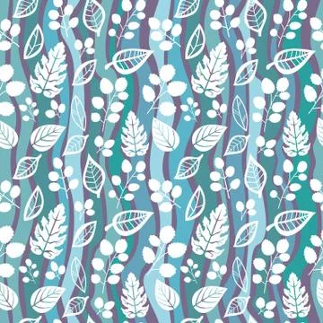 Decorative seamless pattern with leaf and wave. Stock Illustration