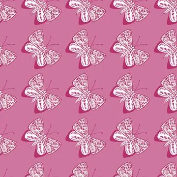 Decorative seamless pattern with leaf and flower ornamental butterfly shapes. Stock Illustration